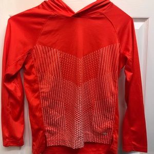 Boys orange dry fit hooded long sleeve